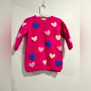 Confetti Hearts Fuzzy Baby Sweater Dress size 18-24MTHs GUC
